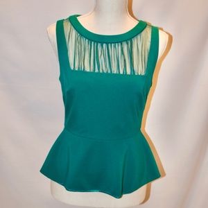 BEBE peplum sleeveless top